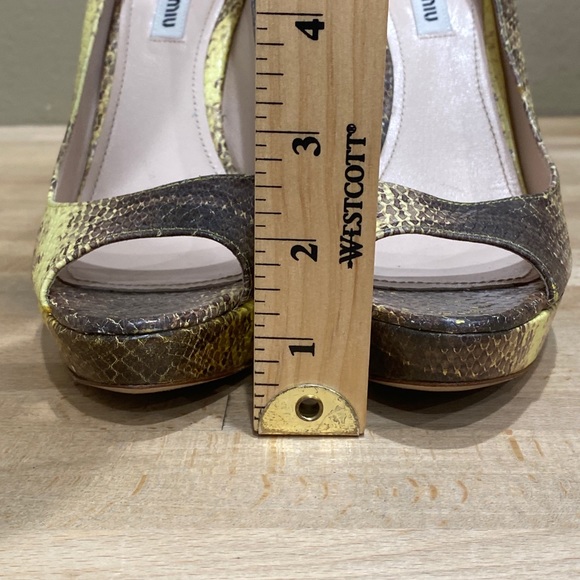 Miu Miu Python Snakeskin Leather Heels Open Toe Multicolor Sz 39 , 8.5 Platform - Picture 7 of 13
